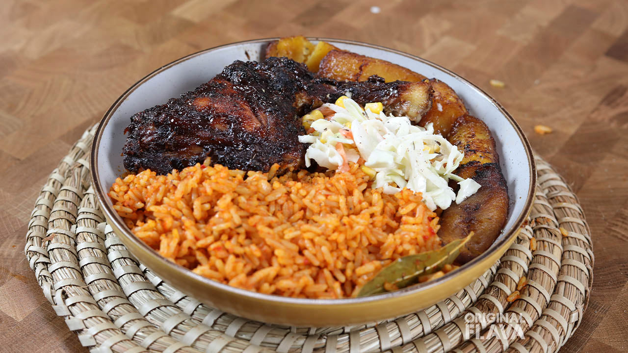 Jollof & Jerk Plate with Chicken Wings
